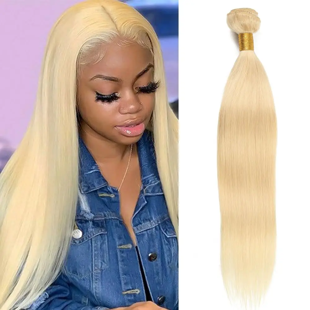 Wholesale 100 Human Cuticle Aligned Hair Extensions 12a Raw Indian Temple Hair Bundles Vendor Blonde Color 613 Virgin Hair Weft