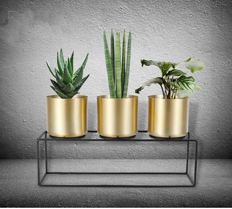 金色花盆家居装饰金色不锈钢铁艺金属花盆