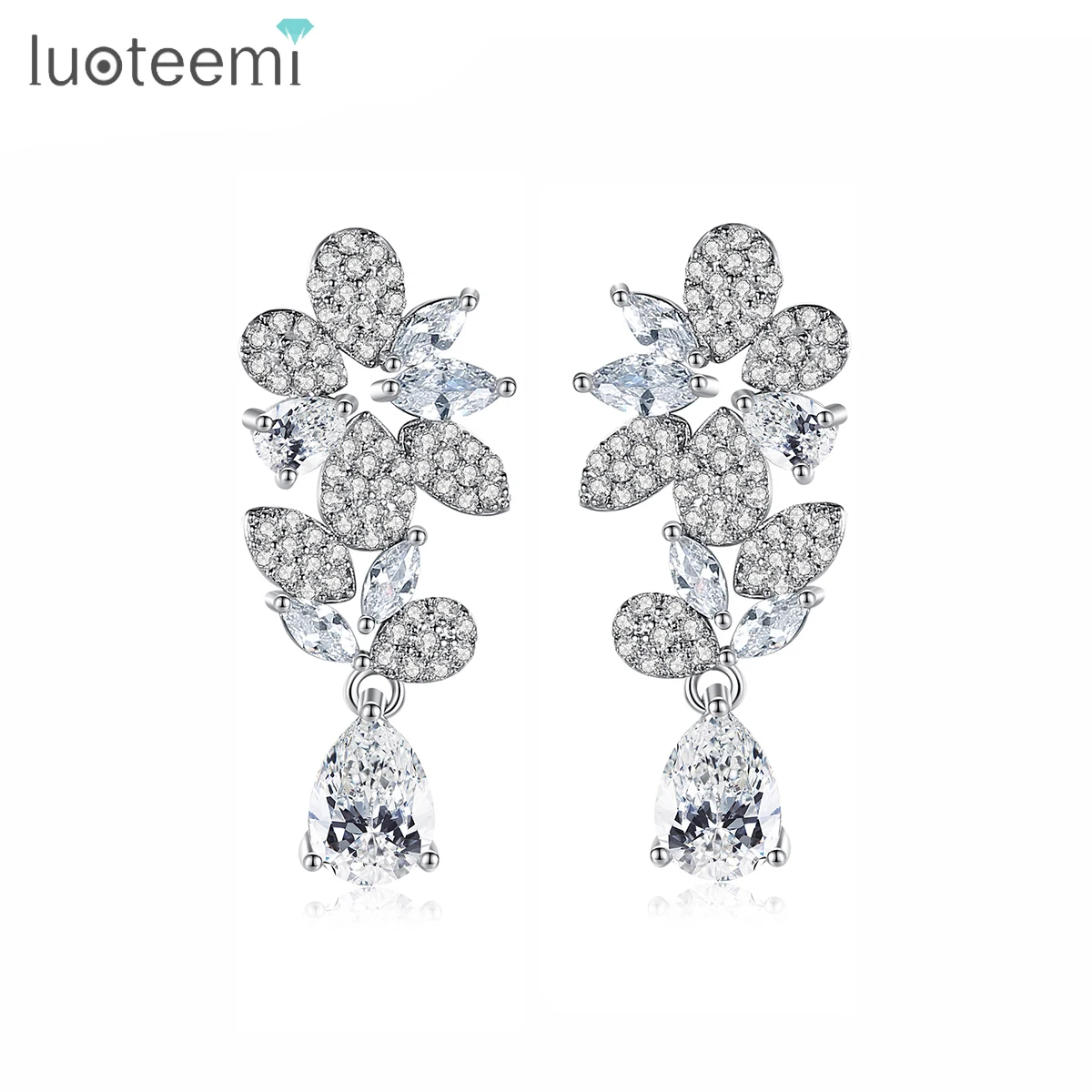 

LUOTEEMI European Designed Popular Luxury Diamond Fancy Woman Bohemian Trending Wedding Earing 2023 Zirconia Jewelry Earring