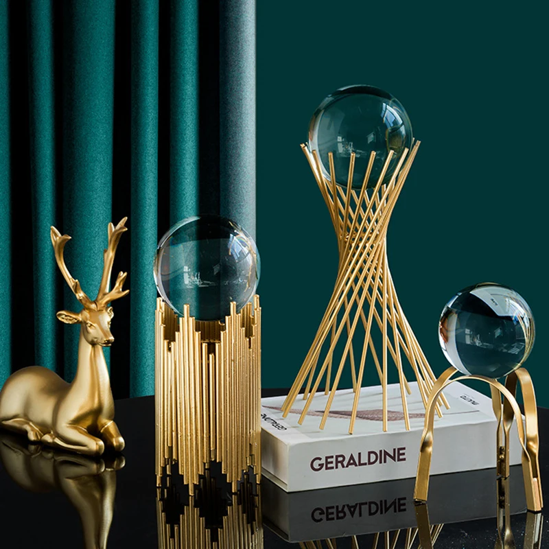 

Interior Modern Nordic Table Gold Deer Accessories Pieces Luxury Crystal Ball Decoration Other Home Decor Accessories, Mix colors