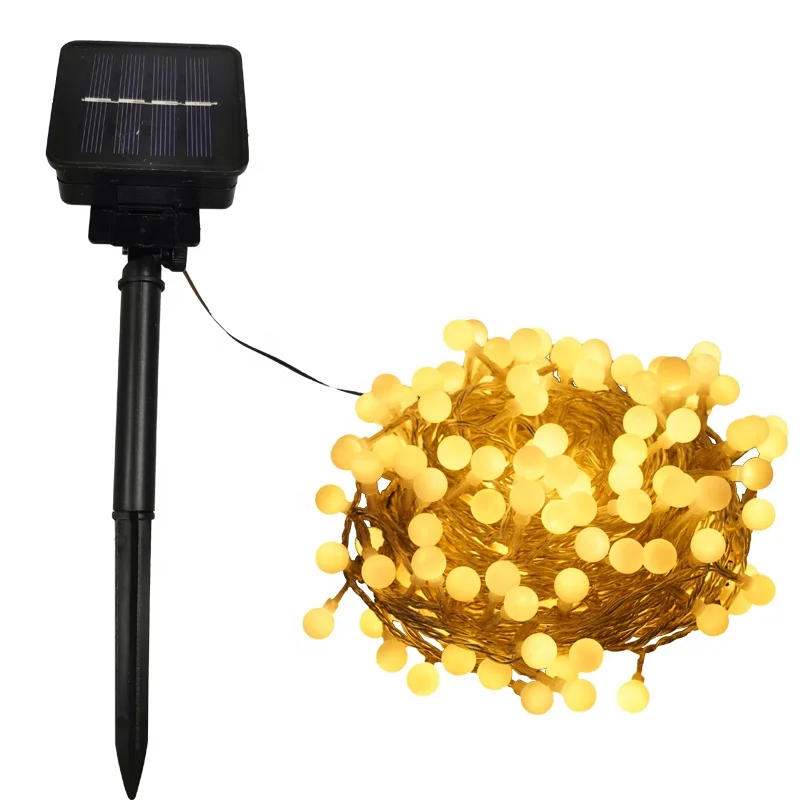 wholesale christmas safety led solar powered fairy lights Plastic ball string light outdoor