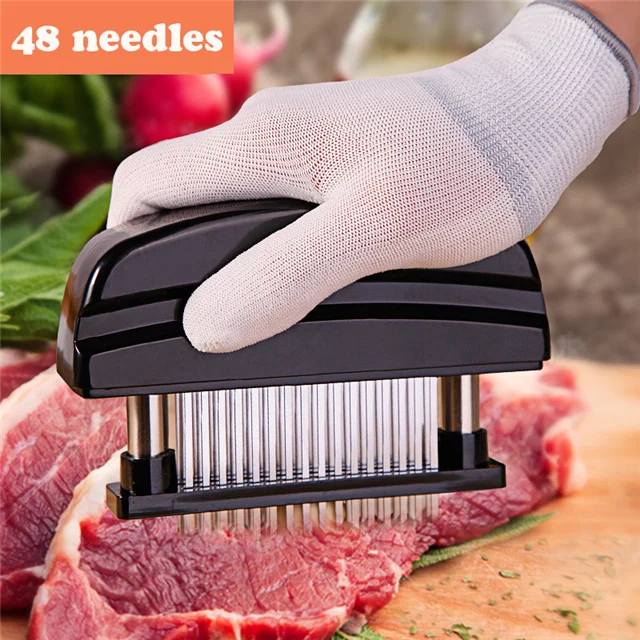 

Stainless Steel 48-pin Two-color Labor-saving Cooking Meat Tenderizer Kitchen Accessories, As show