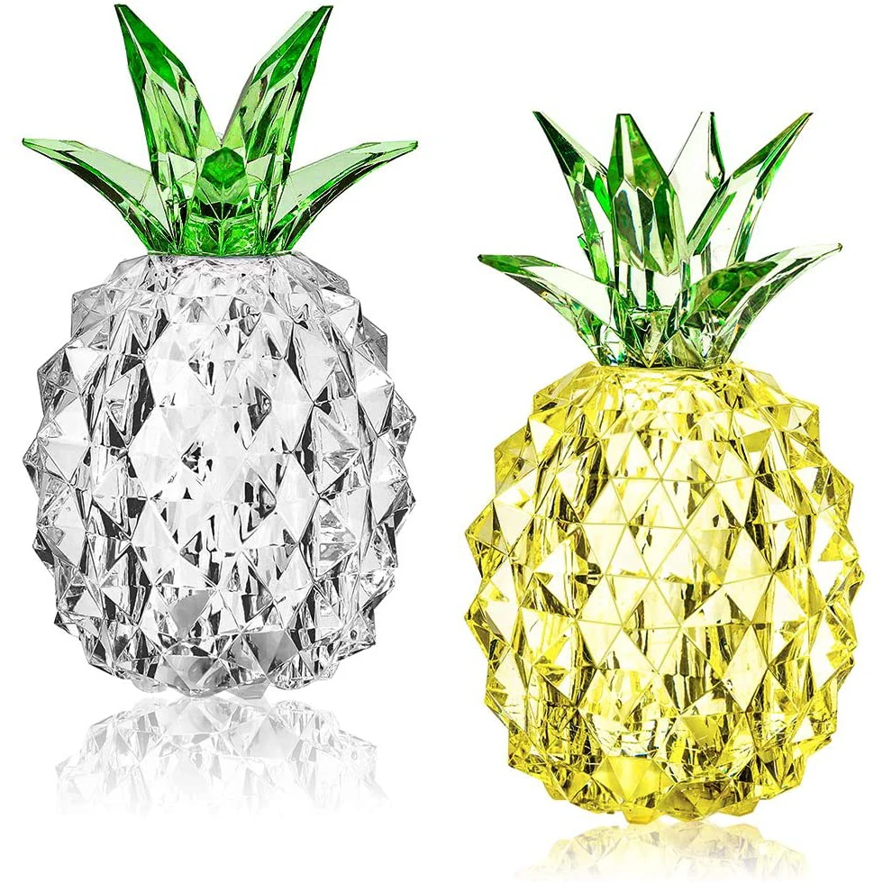 Crystal Pineapple Led Night Lights Battery Operated Table Centerpiece Lamps for Living Room Bedroom Office Home Decor