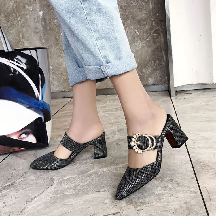 

High quantity women's Comfortable thick heel shoes personality women's sexy slippers outdoor women's sandals, Red,green,black