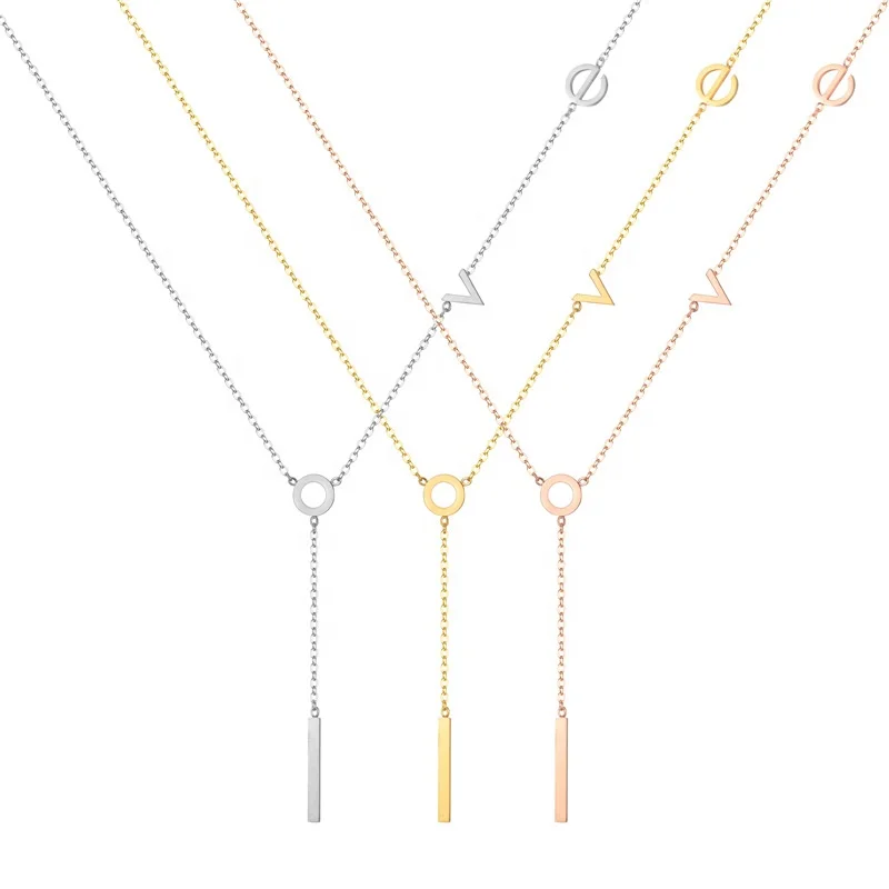 

New Style Fine Jewelry Necklace Fashion Stainless Steel Jewelry Alphabet Necklace, Silver/ gold /rose gold