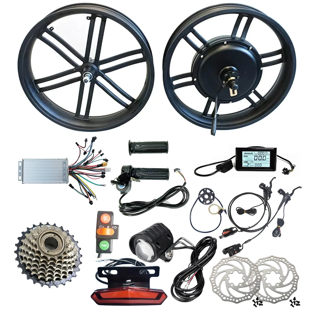 20 20x4.0 20x4 Inch Gearless 48V 60V 72V 1000W 1500W Fat Tire Rear Wheel Hub Motor Electric Bicycle E Bike Conversion Kit