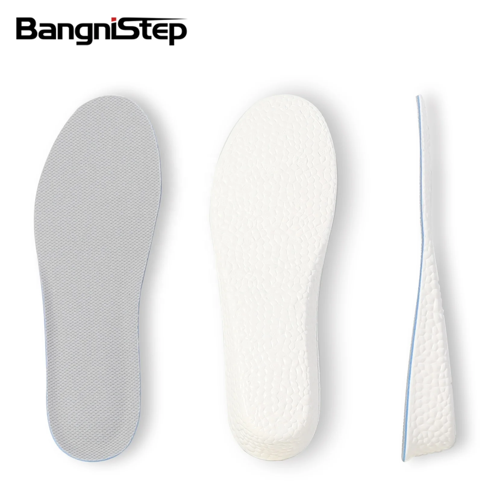 

Bangni Gray Full Length Soft Breathable Men Women Height insole Shoe Insert, Grey