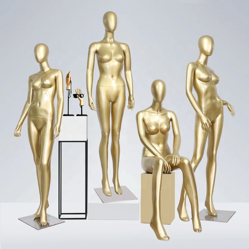 

Female Gold Mannequin Gold Full Body Mannequins Female Model Standing Fiberglass Female Mannequin