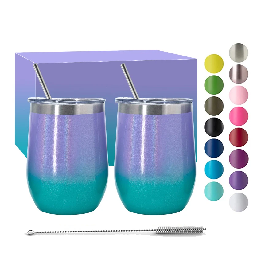 

Amazon Top Sell 12Oz Stainless Steel Stemless Wine Tumbler With Lid, Customized colors