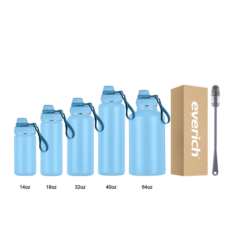 Image of Ready to ship 18oz 32oz 48oz 64oz everich double wall vacuum flask insulated stainless steel water bottle with custom logo