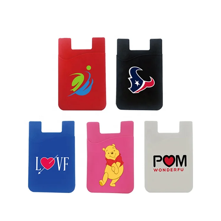 

free shipping Customized silk printing silicone mobile phone wallet