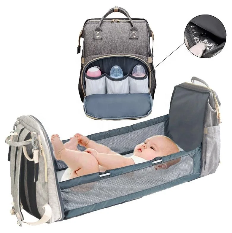 

Hot sale New baby product 3-in-1 portable foldable newborn travel crib backpack diaper changing bag bed, Grey ,purple,black,green,pink,blue