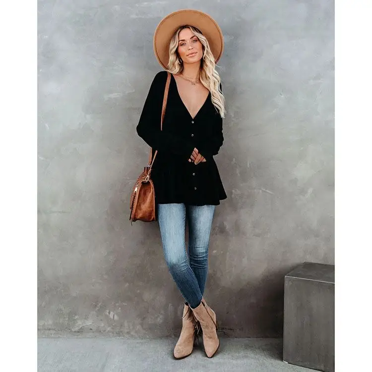 

Hot Selling 2021 Tops For Women 2021 Shirt Long-sleeved Blouse Solid Color Shirts For Women