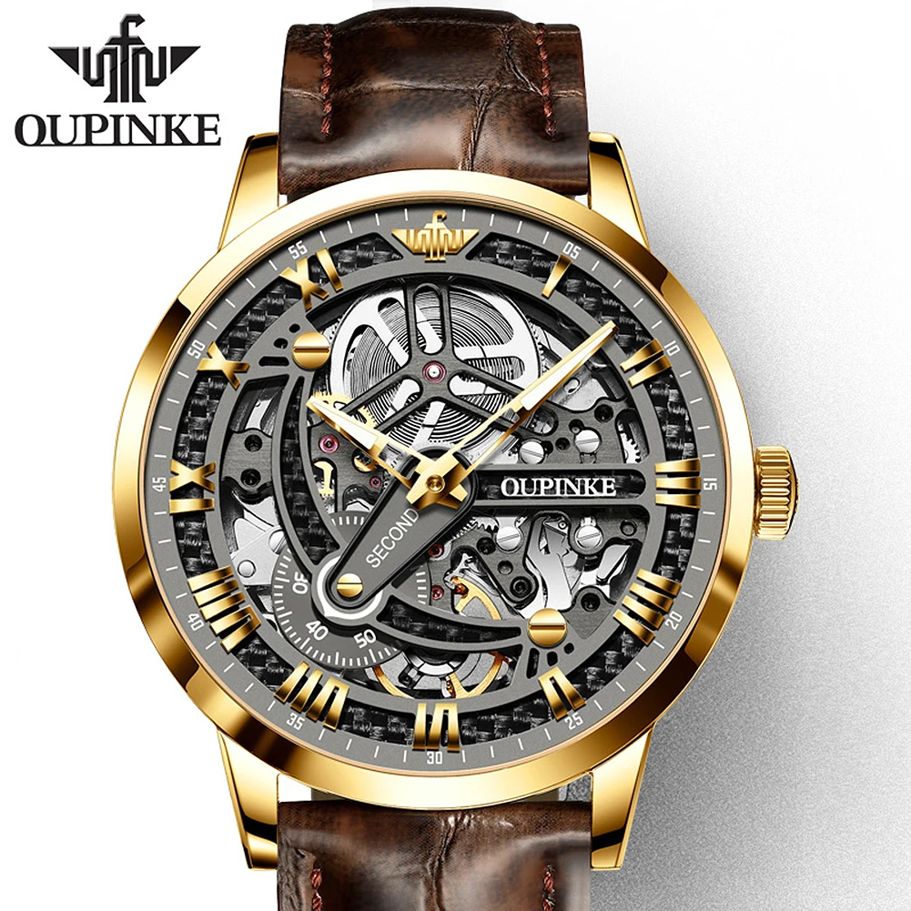 

Oupinke 3173 Skeleton Watch Tourbillon Luxury Men Hollow Steel Sapphire Custom Mens Supplier Automatic Mechanical Wristwatch