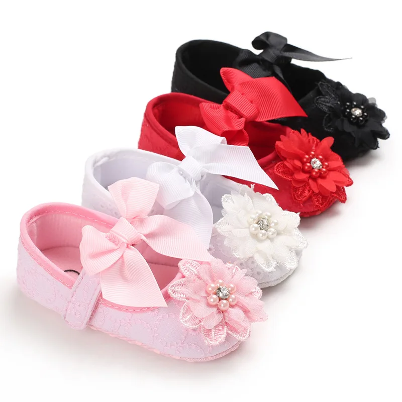 

baby girl dress shoes Lace flower toddler sneaker shoes birthday Party dress shoes for newborn baby infant, White ,black,red,pink