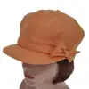 Oem Summer Hats Linen Cotton 6 Panels Bow Orange Bakerboy Cap Hat For Ladies