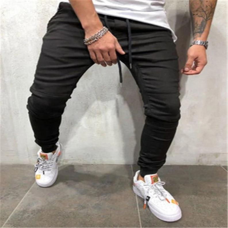 

Voogue Men's Fashion Casual hole pencil Pants retro Straight New Arrivals simple design Jeans, Customized color