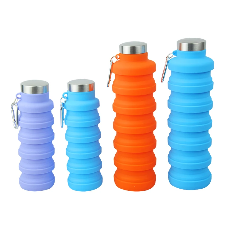 

MIKENDA Factory direct sales Collapsible Silicone Sports Water Bottles, Orange, blue, charcoal, purple, military green