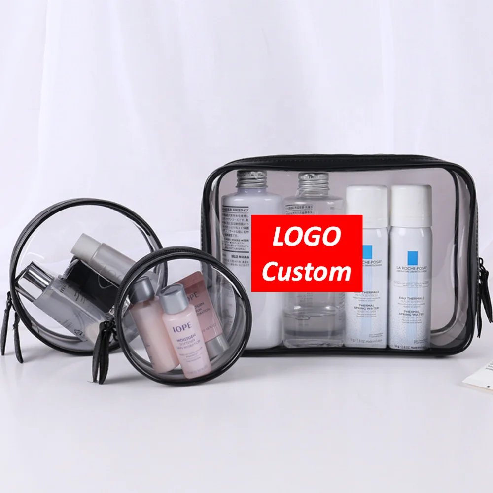 

Low MOQ LOGO customized wholesale clear travel cosmetic bag