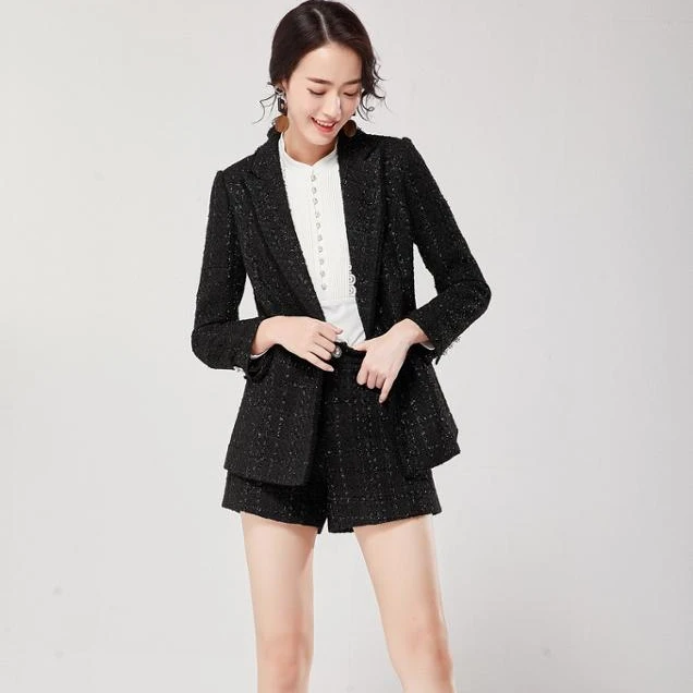 

HIGH QUALITY Newest 2019 Designer tweed fabric Women's Blazer women suit set