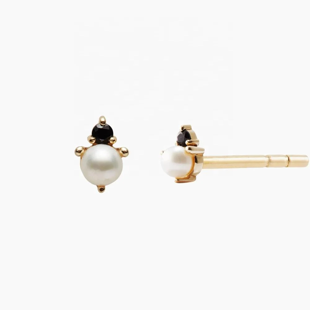 LOZRUNVE 925 Silver Fashion Mini CZ Stone Pearl Stud Earring