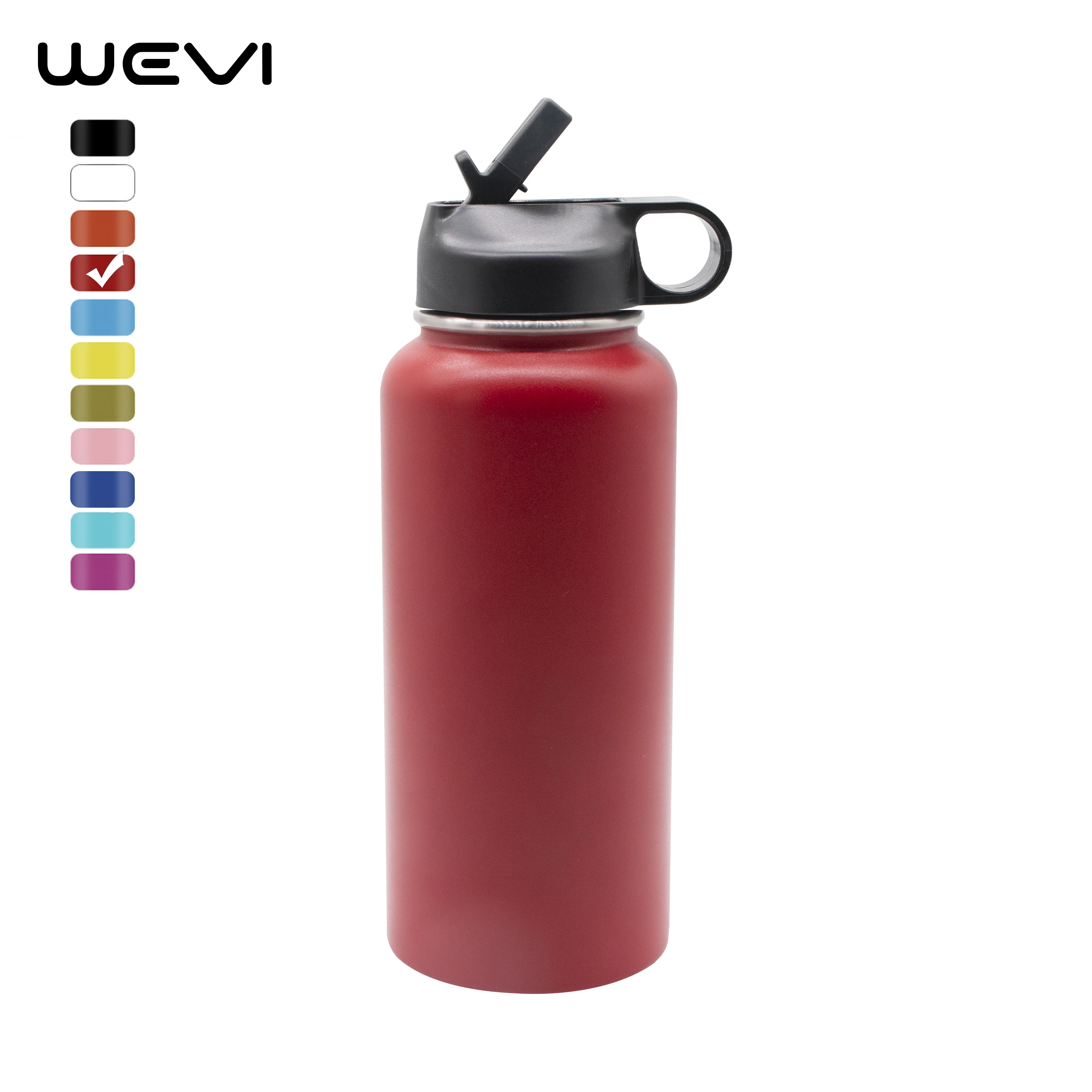 

Wevi 32oz Vacuum Insulated Stainless Steel travel drinking water bottle with sports gym lid flex lid outdoor, Customized color