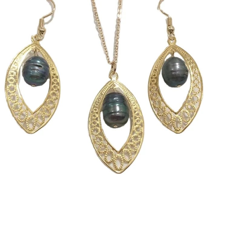 

hawaiian polynesian sets pearl jewelry wholesale for women, Black