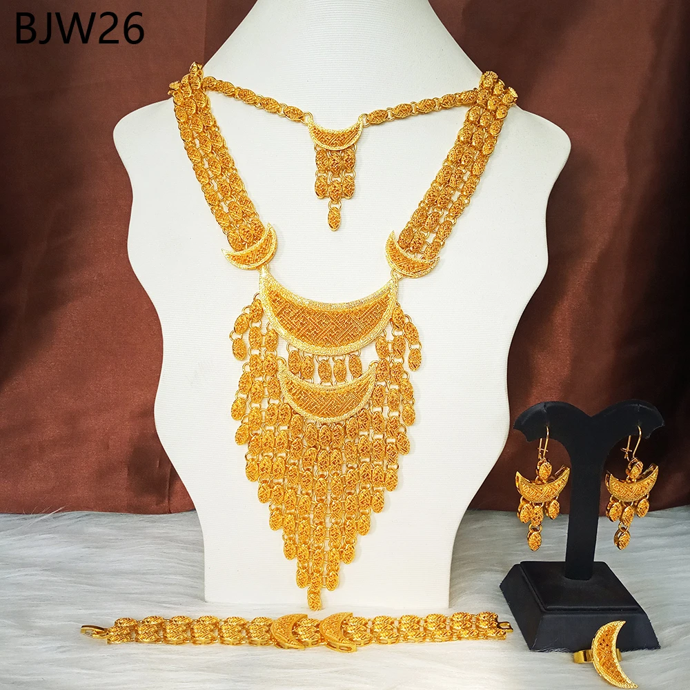 

Unique luxury highfashion wedding party big long jewelry sets gold plated 2020 mirafeel BJW26