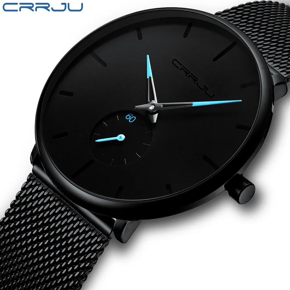 

Crrju 2150 Mens Watches Top Brand Luxury Quartz Watch Men Casual Slim Mesh Steel Waterproof Sport Watch Relogio Masculino