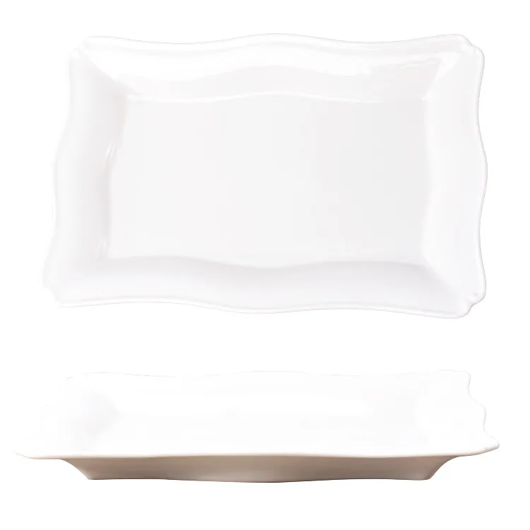 Good Quality 3 Tier Rectangle Hotel Restaurant White Ceramic Serving
