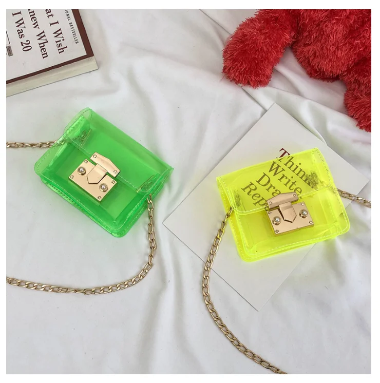 

2021 candy jelly purse Fashion style PVC toddler chain cute kids clear jelly purse