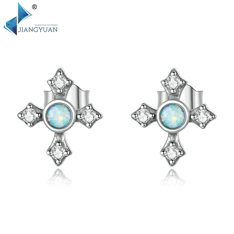 

BSE555 Hot sale vintage cross jewelry 925 sterling silver opal earrings