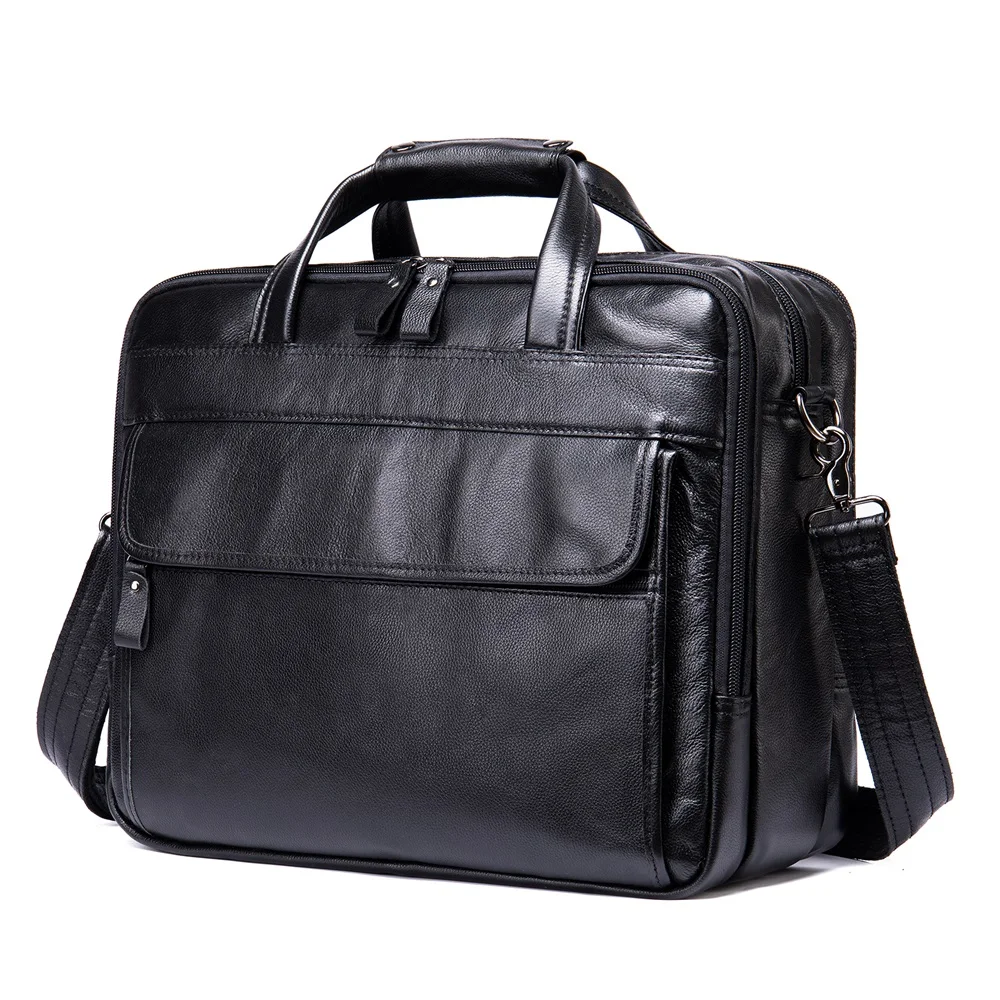 

Westal 8897 Vintage 15 inch Genuine Leather Office Laptop Bag Briefcases For Men Leather Briefcase Bag, Black