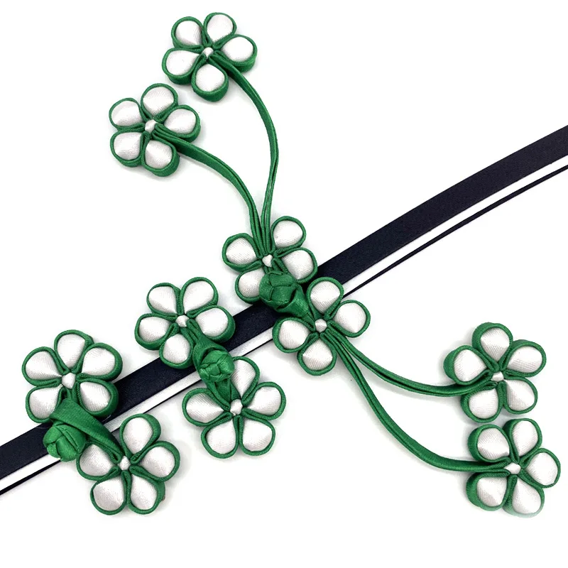 三件套绗缝四支化五叶李子集扣梅花板扣古典旗袍按钮