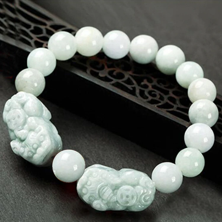 

Certificate Jadeite Jade Stone Brave Bracelet Jadeite Loose Beads Jewelry Bracelet