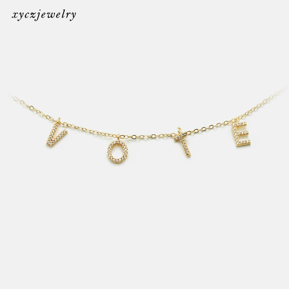 

DIY 26 Alphabet series letter pendant gift necklace 18k gold jewelry, White