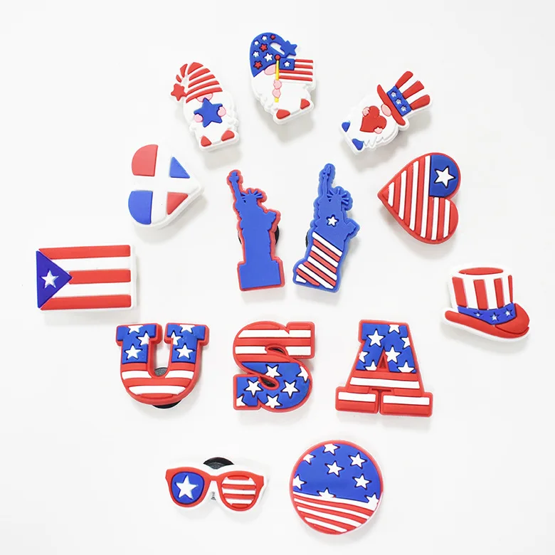 

New Designer Charms The USA Shoe Charms Letters American Flag Series Accessories For Shoes, As picture