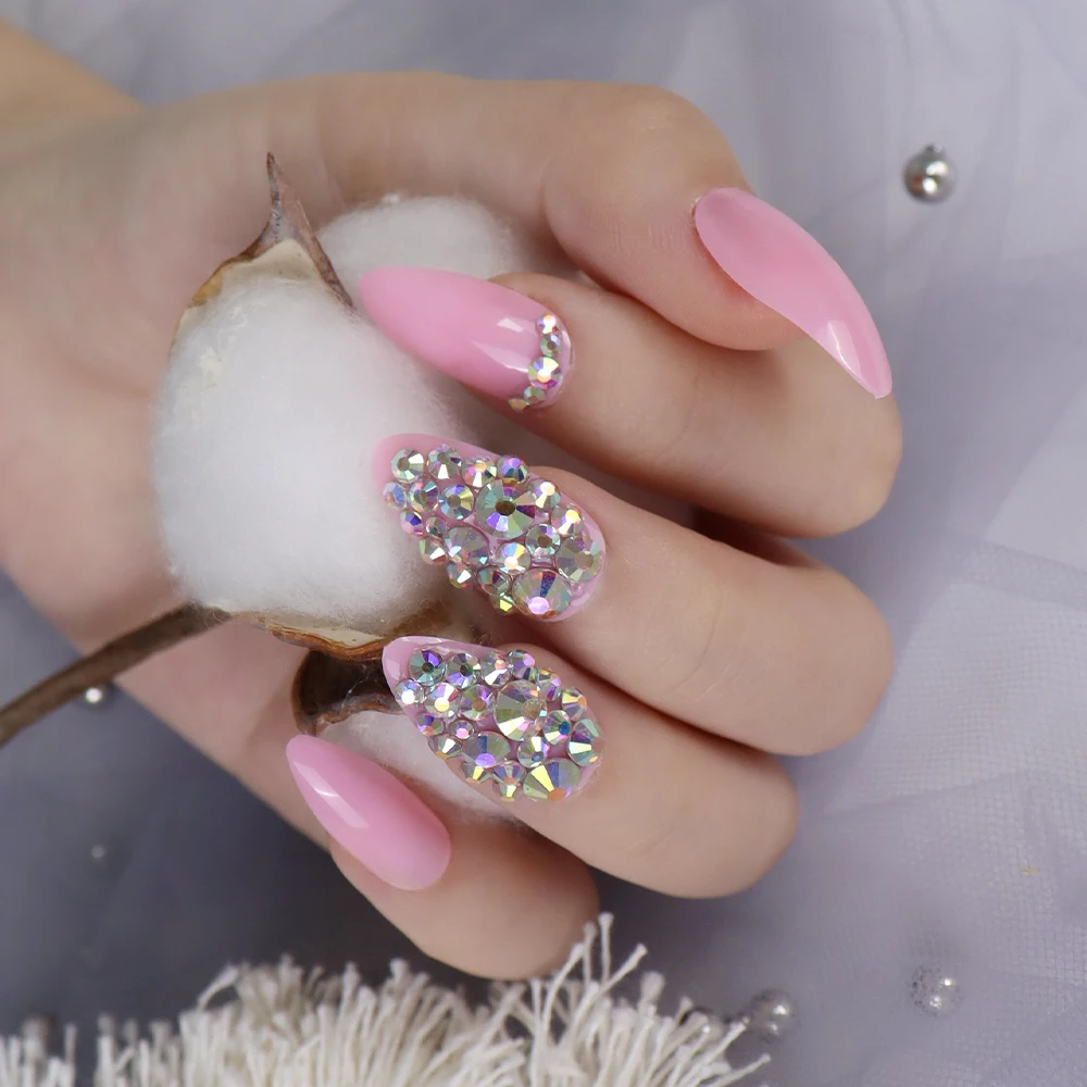 

New Fashion Short Diamond Handmade Press On Nails False Nails Wholesale Press On Coffin Nails