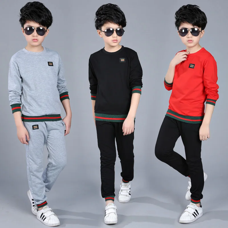 

Mysweeby 2021 custom wholesale autumn new arrivals boys clothes solid sport long sleeve top pants sets boys children's clothing, Picture shows