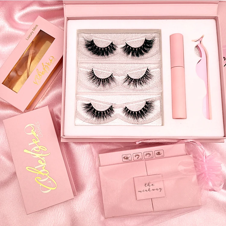 

3pairs Mink eyelashes box vendor 25mm private label 100% mink eyelashes with customized packaging lash box, Natural black