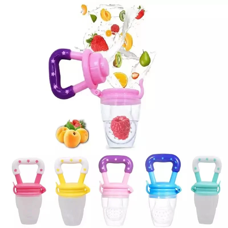 

6-24 Months Baby Pacifier Beads Food Grade Silicone Pacifier Fresh Fruit Feeder For Babies, 5 colors have stock