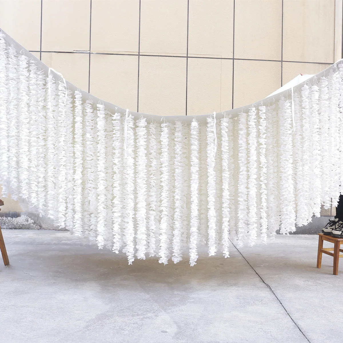 Hand Sewn Fabric Flowers Wedding Ceiling Floral White Hanging Flowers for Wedding Decoration