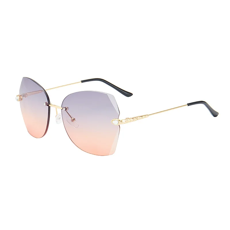 

Newest Trimmed Shield Gradient Oversized Sunglasses Rimless Frames Sunglasses Women
