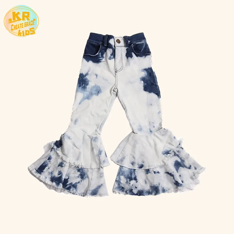 

Wholesale kids washed jeans baby girls pants denim kids bell bottom pants