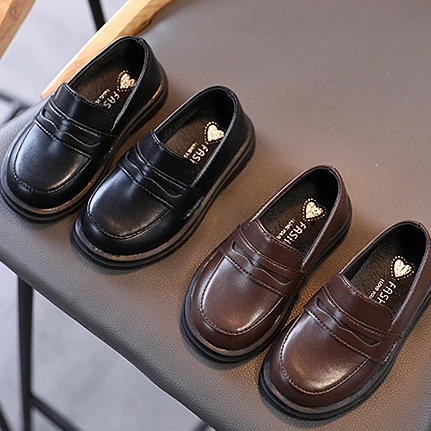 

F40531A hot fashion British style solid color b small leather students children's casual shoes kids shoes, As picture
