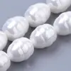 Pandahall White Oval Shell Pearl Beads String