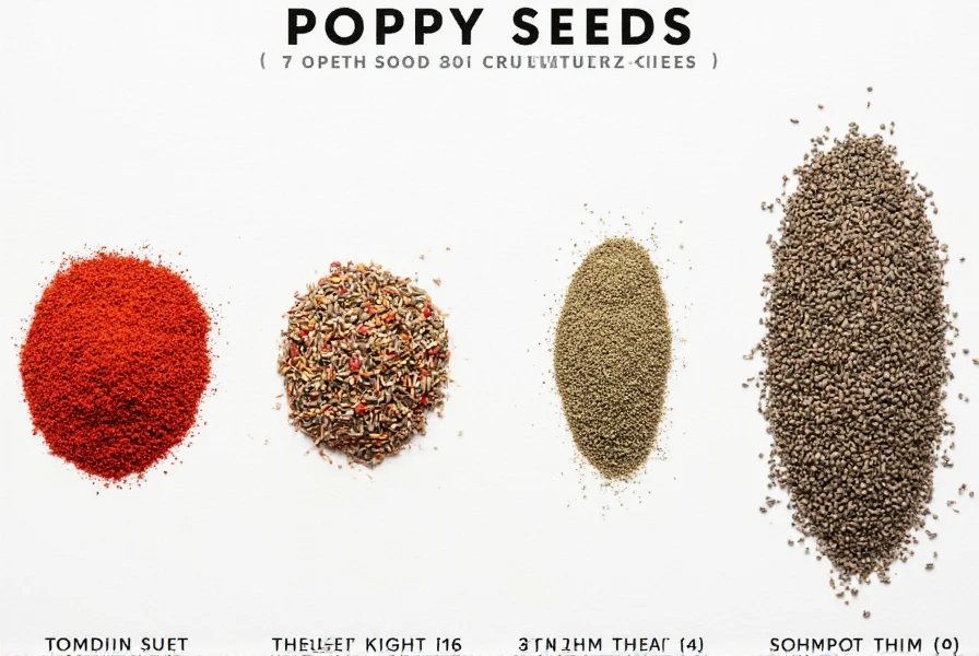 Comparison of small, medium, and large poppy seeds