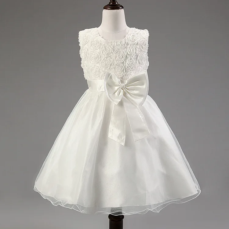 

Rose Flower Girls Dress Bowknot Kids Skirt