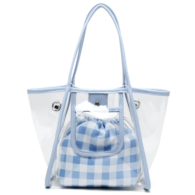 

Eg282 Summer hot selling Beach Transparent 2 in 1 purse Pvc Jelly hand Bags sets Clear Purses Women Handbags
