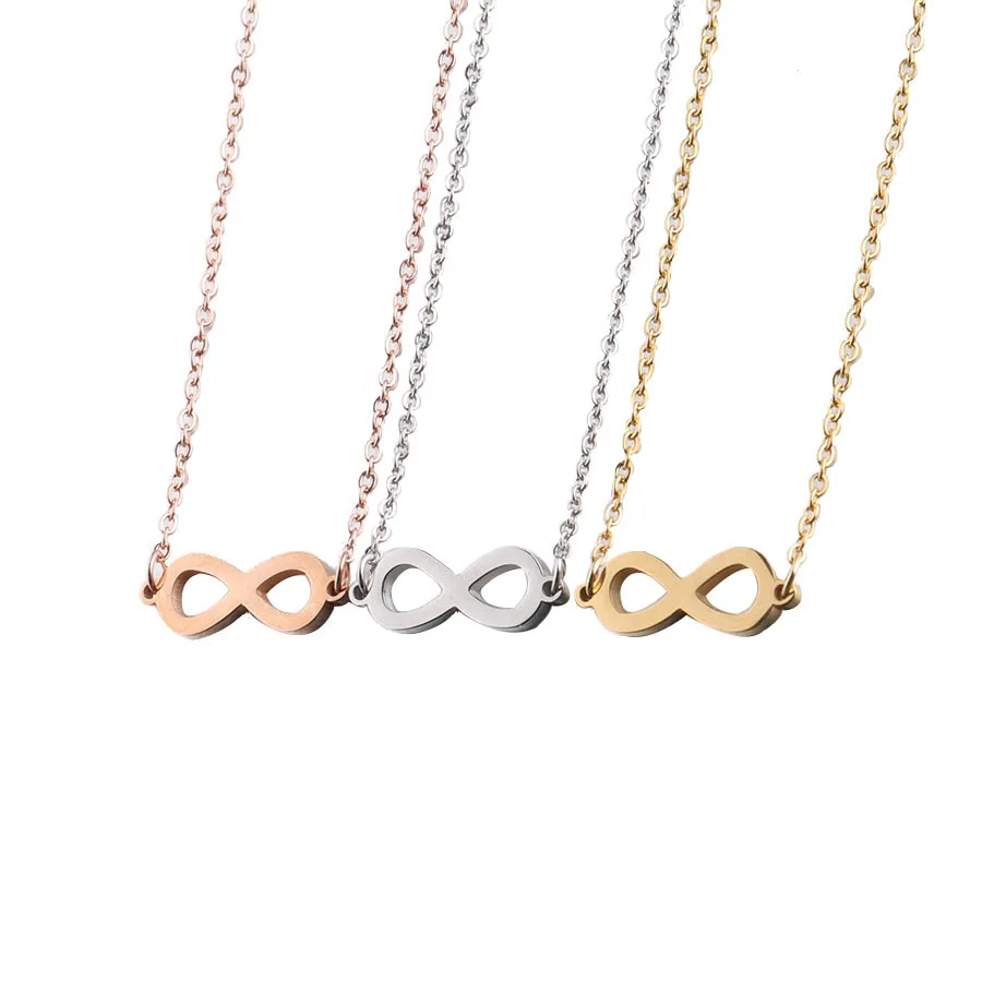 

High Quality Stainless Steel Infinity Pendant Necklace Gold Rose Gold Infinite Charm Necklace for Women and Girls Gift